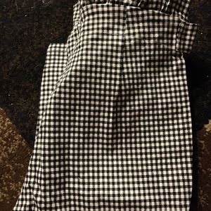 Checkered print dress pants with bow